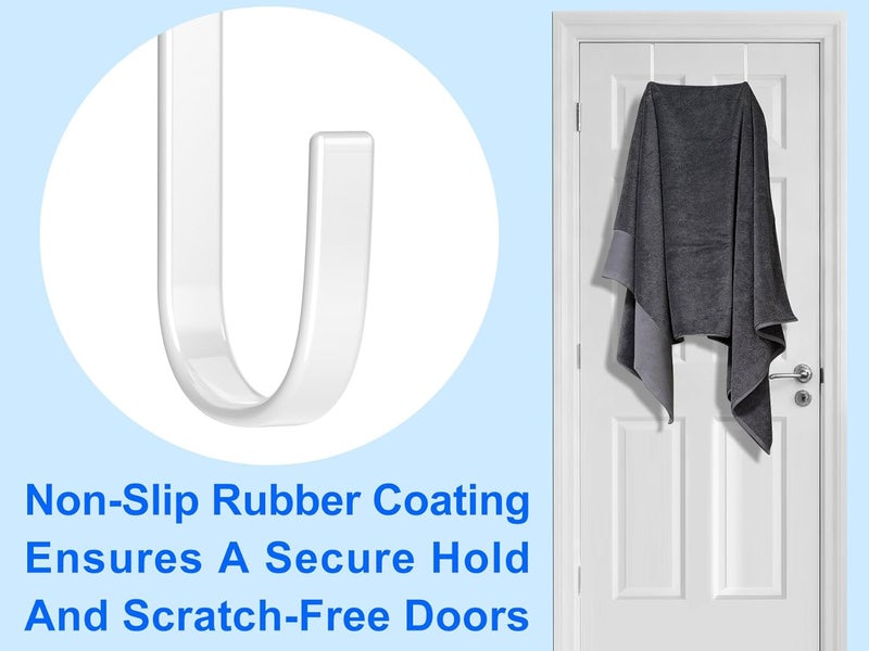 Mars-Rock Over The Door Metal Hooks with Plastic Coating 5.5" Fit 0.5" to 1 3/8" Door 8 Pcs Heavy Duty Single Towel Robe Rack Wreath Bathroom Shower Hanger Shoe Organizer Ironing Board Short White - Image 5